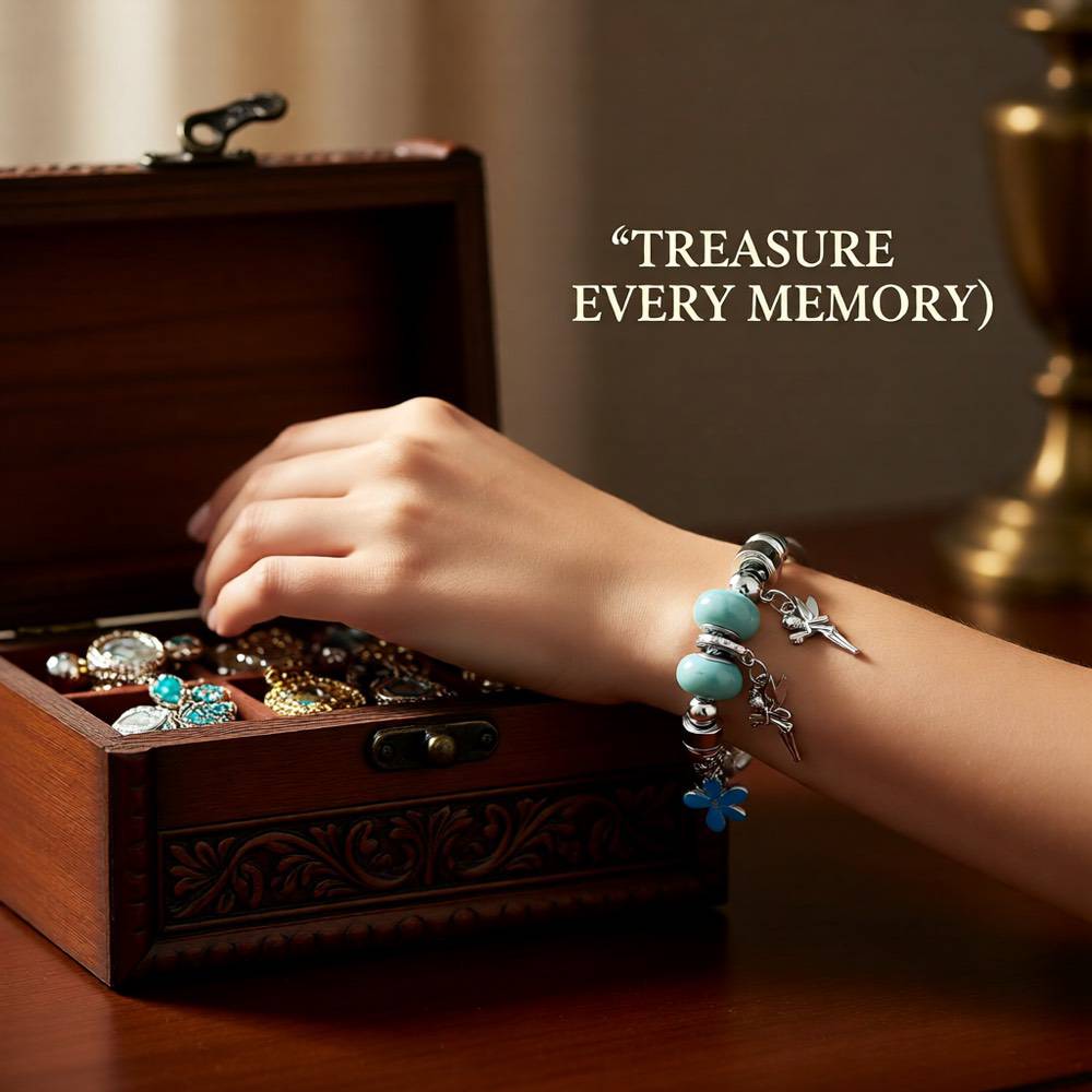 Heart Shape Butterfly Stainless Steel Asymmetrical Bangle - Lake Blue