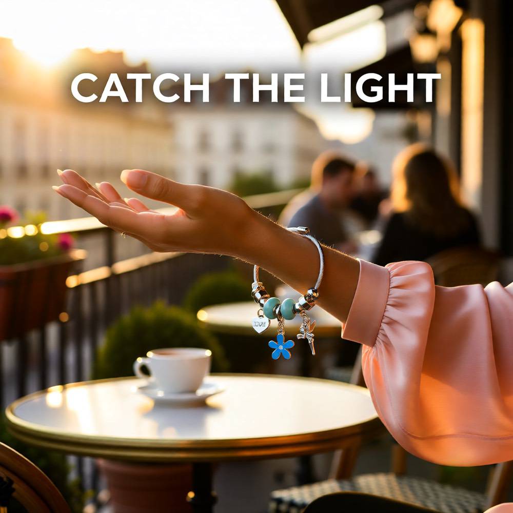 Heart Shape Butterfly Stainless Steel Asymmetrical Bangle - Lake Blue