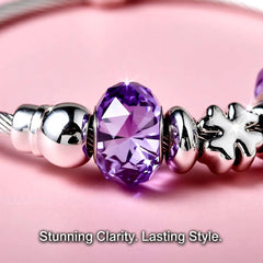 Heart Shape Butterfly Stainless Steel Bangle – Purple