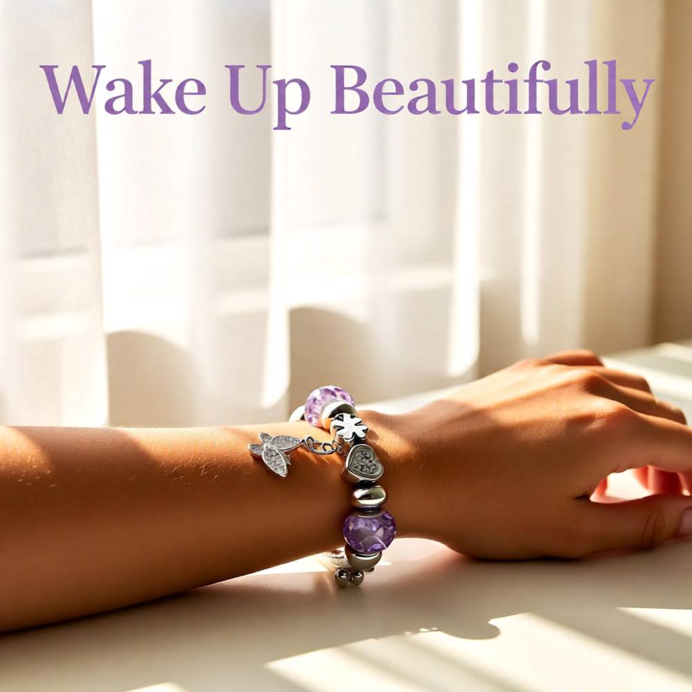 Heart Shape Butterfly Stainless Steel Bangle – Purple