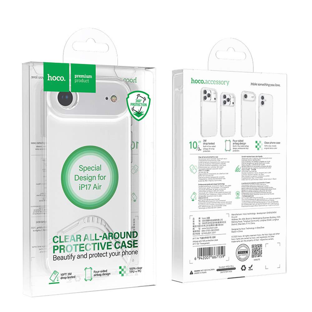 iPhone 17 Air Case Hoco Ultra Clear Air Cushion Protection