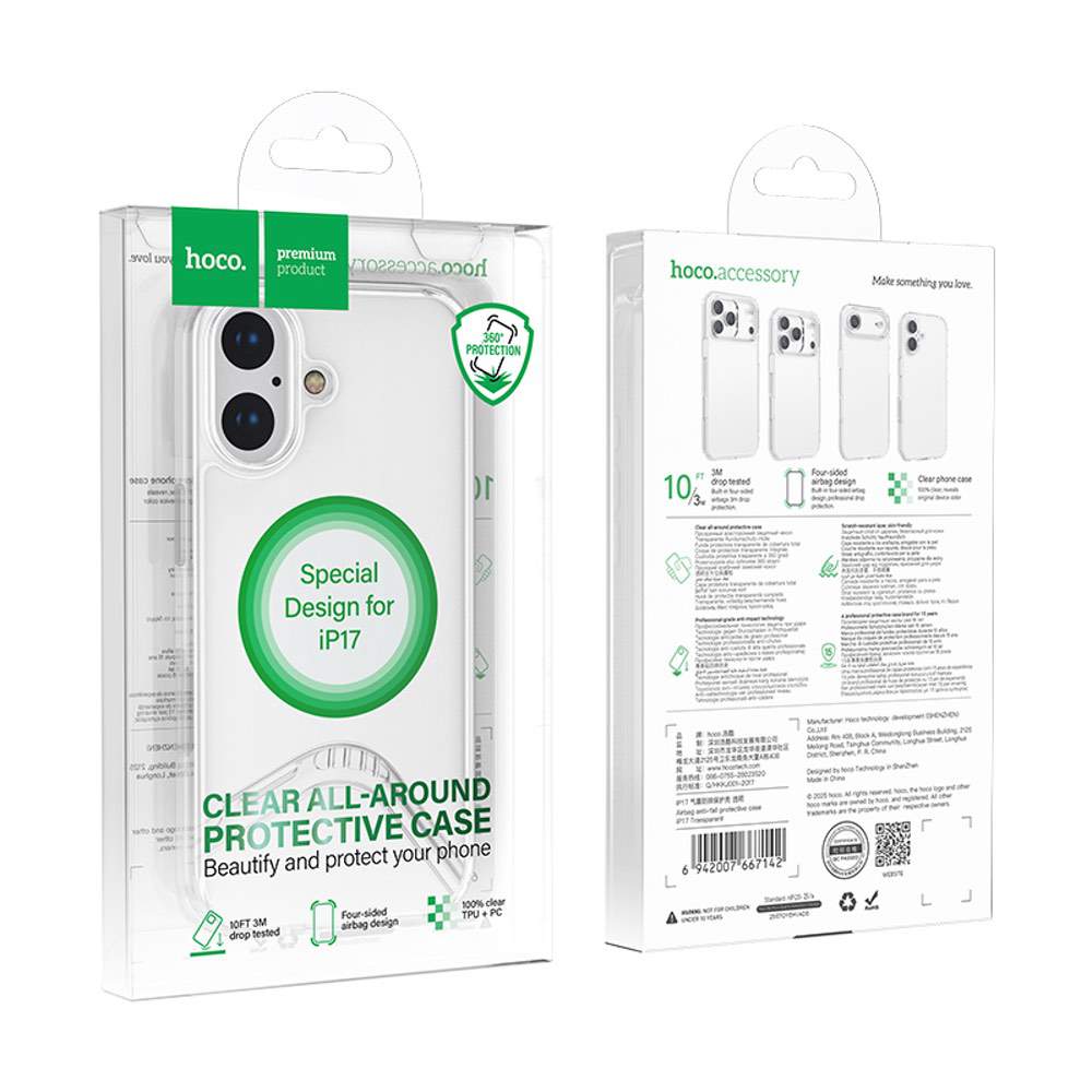 iPhone 17 Case Hoco Ultra Clear Air Cushion Protection