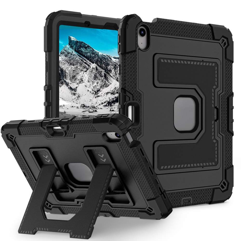 iPad Air 11 Case (2024/2025, M2/M3) Rugged Shockproof with Shoulder Strap – Black
