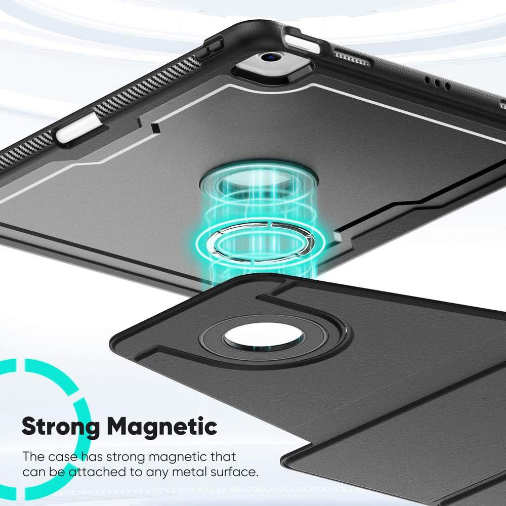 iPad Air 13 (2025/2024) Honeycomb Magnetic Rotation Holder Leather Smart Case - Black
