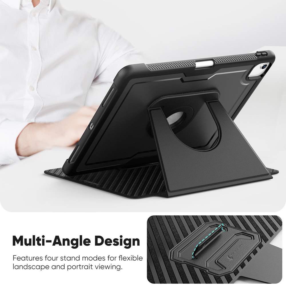 iPad Air 13 (2025/2024) Honeycomb Magnetic Rotation Holder Leather Smart Case - Black