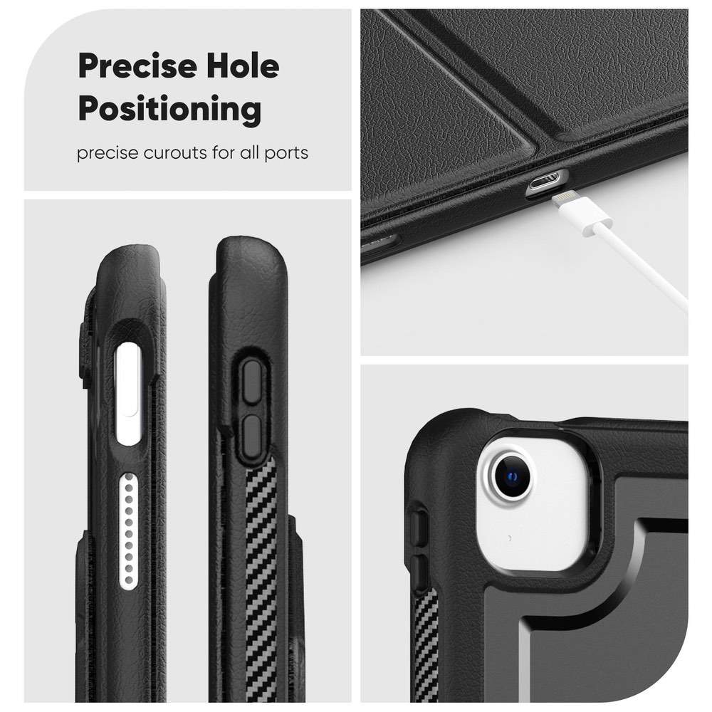 iPad Air 13 (2025/2024) Honeycomb Magnetic Rotation Holder Leather Smart Case - Black