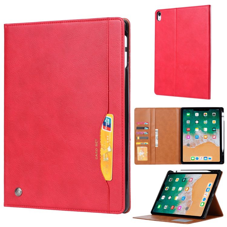 iPad Pro 11 2018 Case Knead Skin Texture Multi-slot cards - Red