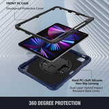 iPad Pro 11 2022/2021/2020 Case Shockproof With Pen Slot & Shoulder Strap - Navy Blue