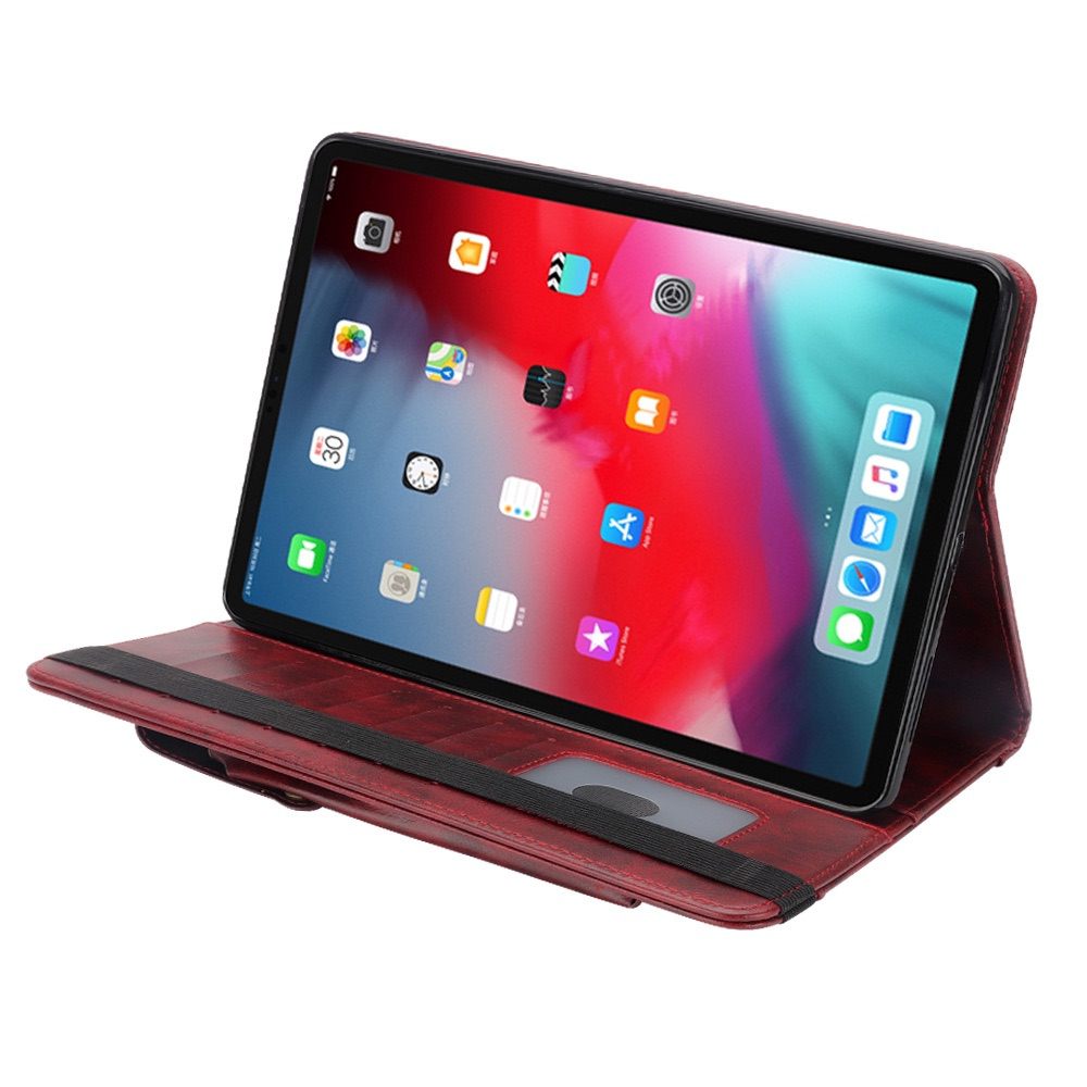 iPad Pro 12.9 2018 Case Crazy Horse Texture Multi-slot cards - Wine Red