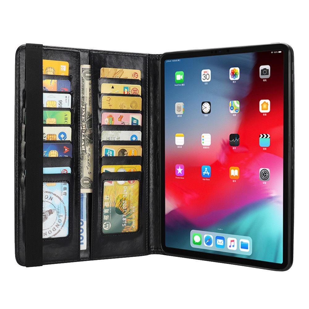 iPad Pro 12.9 2018 Case Crazy Horse Texture Multi-slot cards - Wine Red
