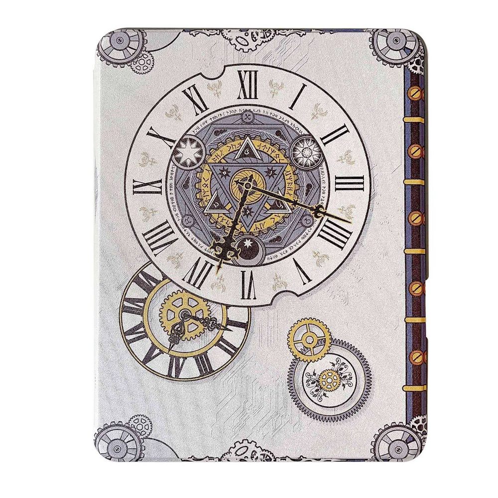 iPad Pro 12.9 2022/2021/2020 Case Painted Magnetic Split Leather - Time Clock