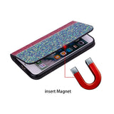 iPhone 11 Pro Case Crocodile Texture Glitter Powder Flip Wallet - Red Wine