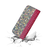 iPhone 11 Pro Case Crocodile Texture Glitter Powder Flip Wallet - Red Wine
