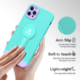 iPhone 11 Pro Max Case With Small Tail Holder - Light Green+Purple