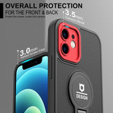 iPhone 12 Case tough and durable With Small Tail Holder - Black Red
