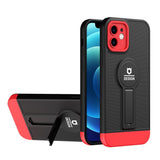iPhone 12 Case tough and durable With Small Tail Holder - Black Red