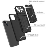 iPhone 13 Case Armor Card Wallet With Kickstand - Black