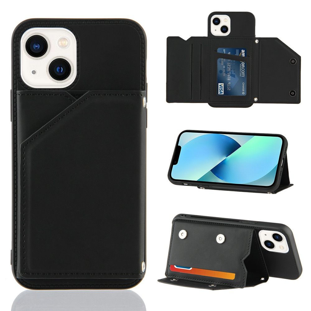 iPhone 13 Case Made With Four Cards Slots - Black