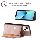 iPhone 13 Case Shockproof With 4 Card Slots - Rose Gold