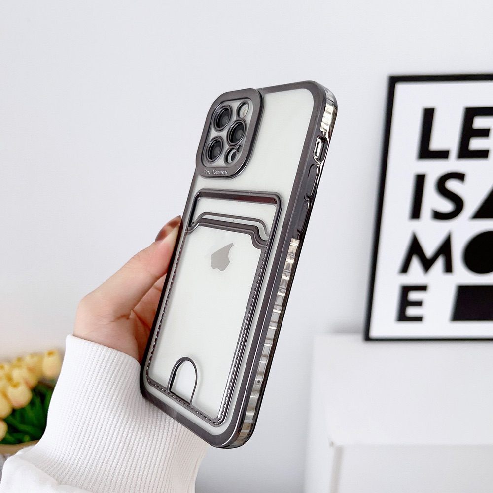 iPhone 13 Pro Case Electroplating Frame With Card Slot - Transparent