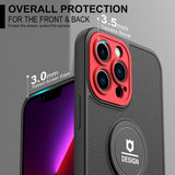iPhone 13 Pro Case tough and durable With Small Tail Holder - Black Red