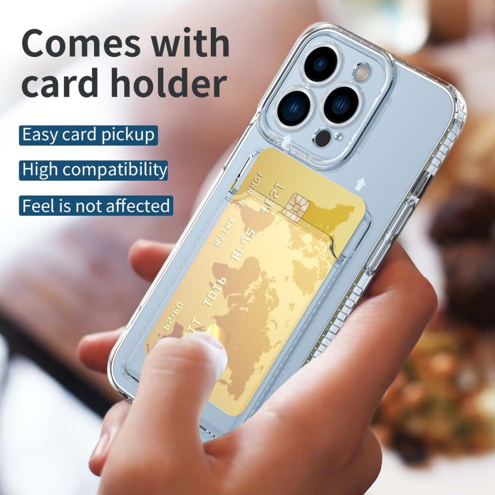 iPhone 13 Pro Case With Card Slot Made With TPU - Transparent