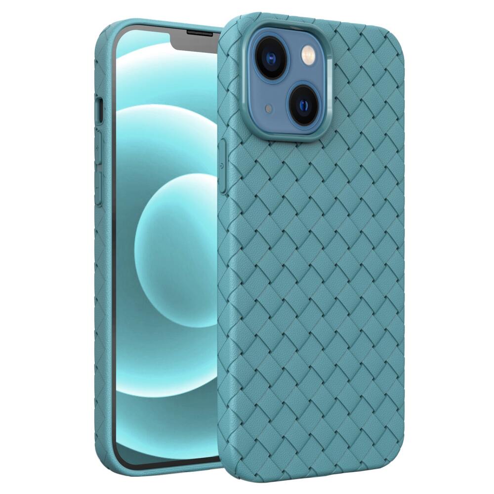 iPhone 14 Case Woven All-inclusive Case - Light Blue