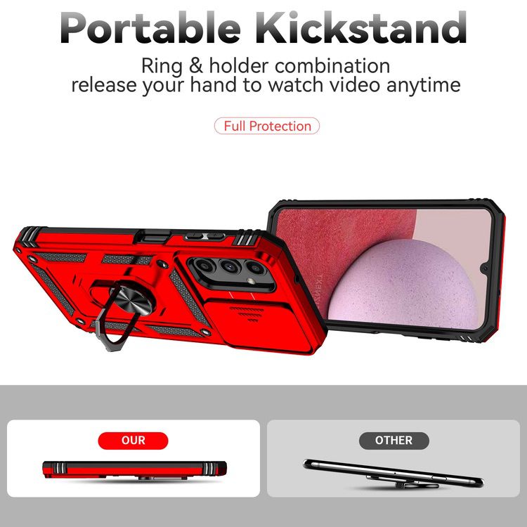 iPhone 14 Case With Camera Shield Cover - Red