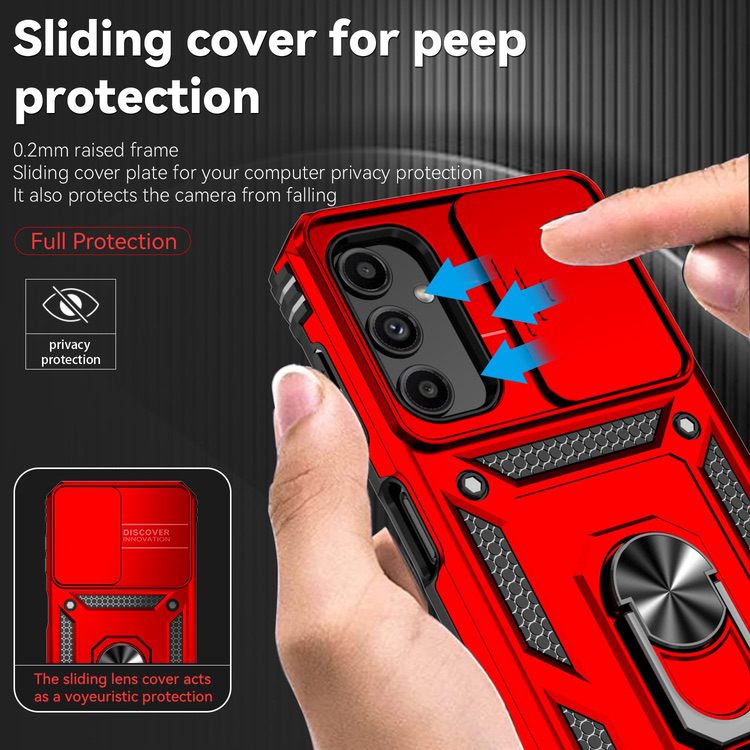 iPhone 14 Case With Camera Shield Cover - Red