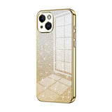 iPhone 14 Case With Gradient Glitter Powder Electroplated - Gold