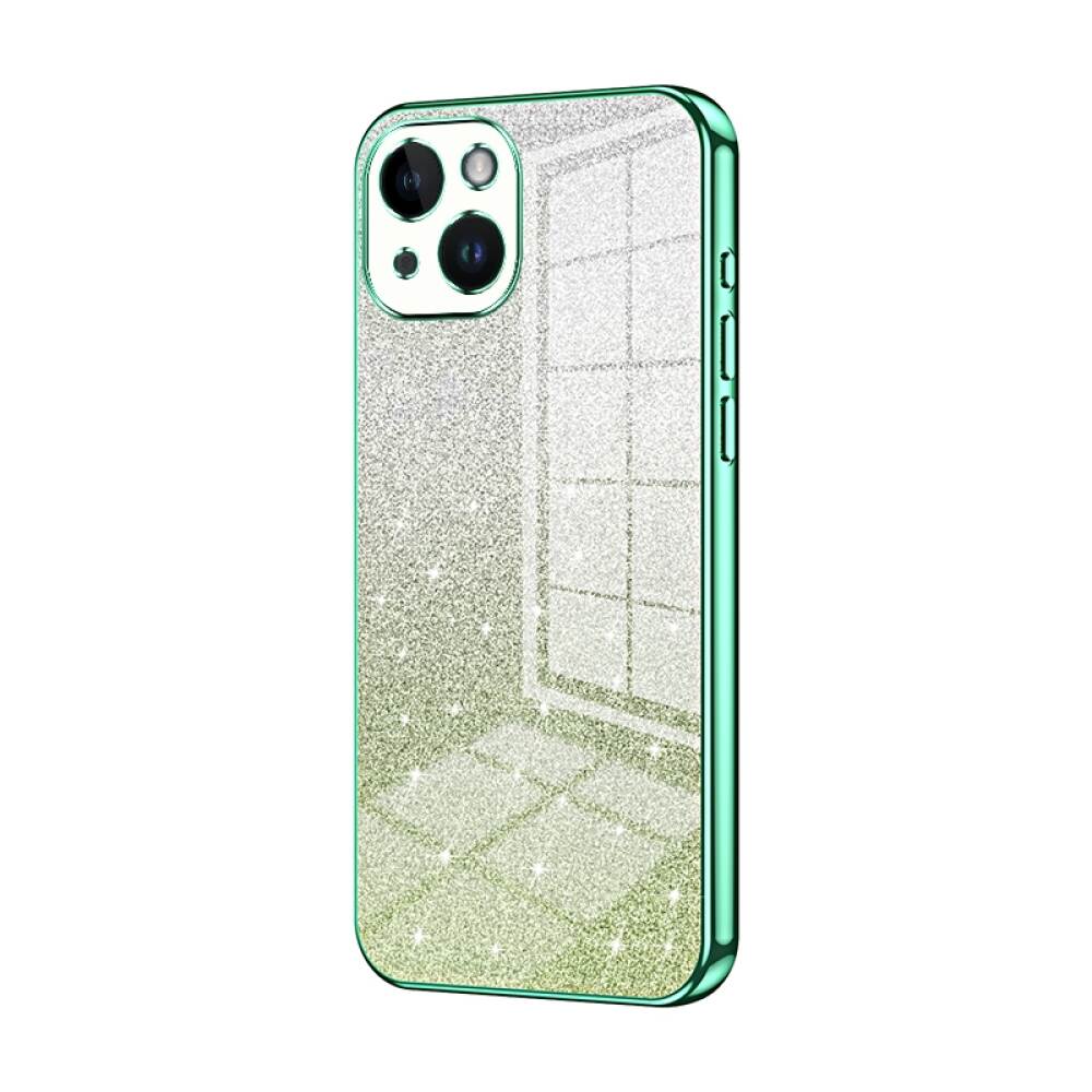 iPhone 14 Case With Gradient Glitter Powder Electroplated - Green