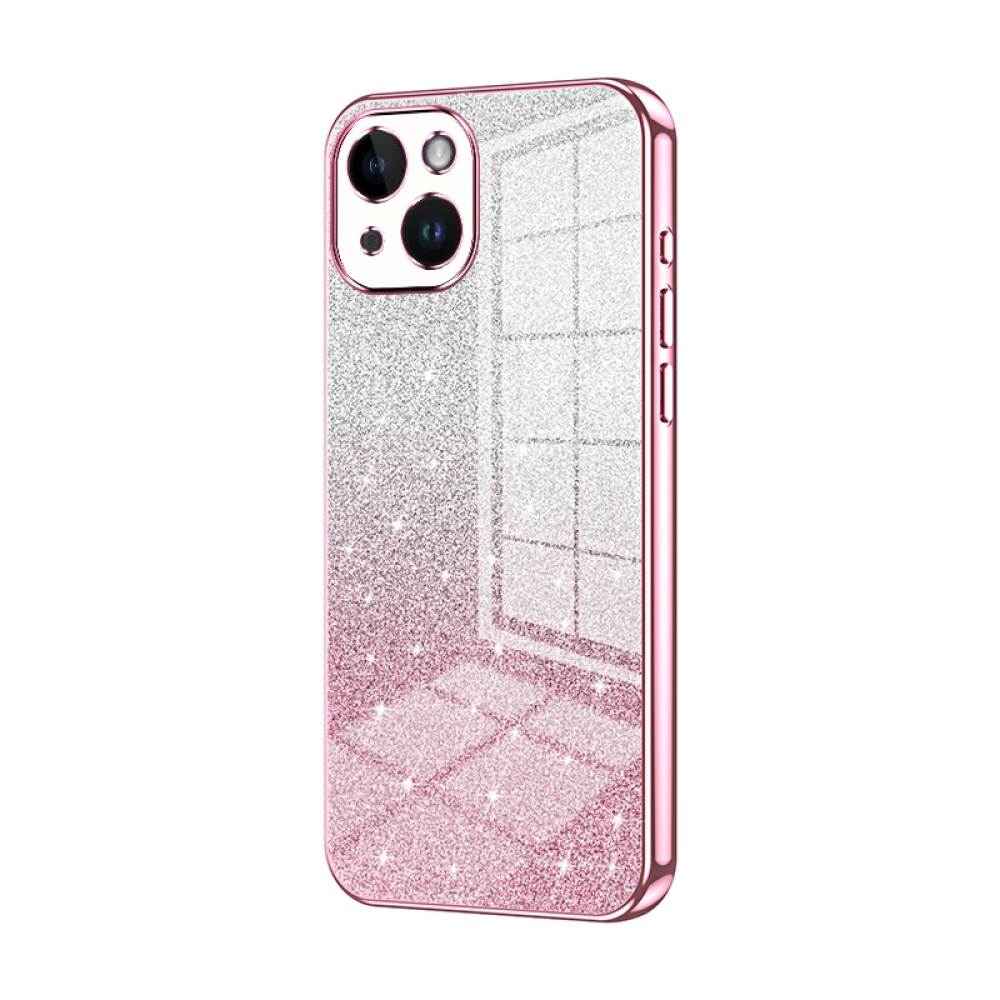 iPhone 14 Case With Gradient Glitter Powder Electroplated - Pink