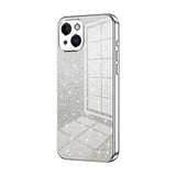 iPhone 14 Case With Gradient Glitter Powder Electroplated - Silver