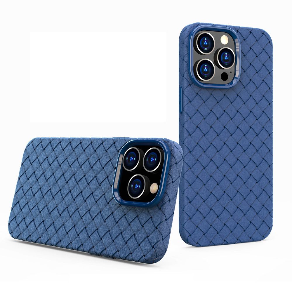 iPhone 14 Plus Case Woven Shockproof Protective - Dark Blue