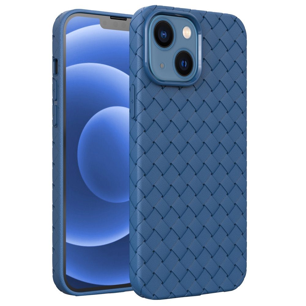 iPhone 14 Plus Case Woven Shockproof Protective - Dark Blue