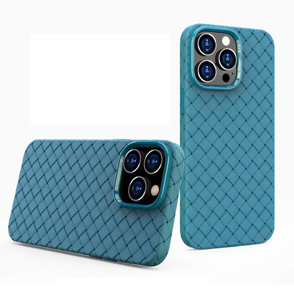 iPhone 14 Plus Case Woven Shockproof Protective - Light Blue