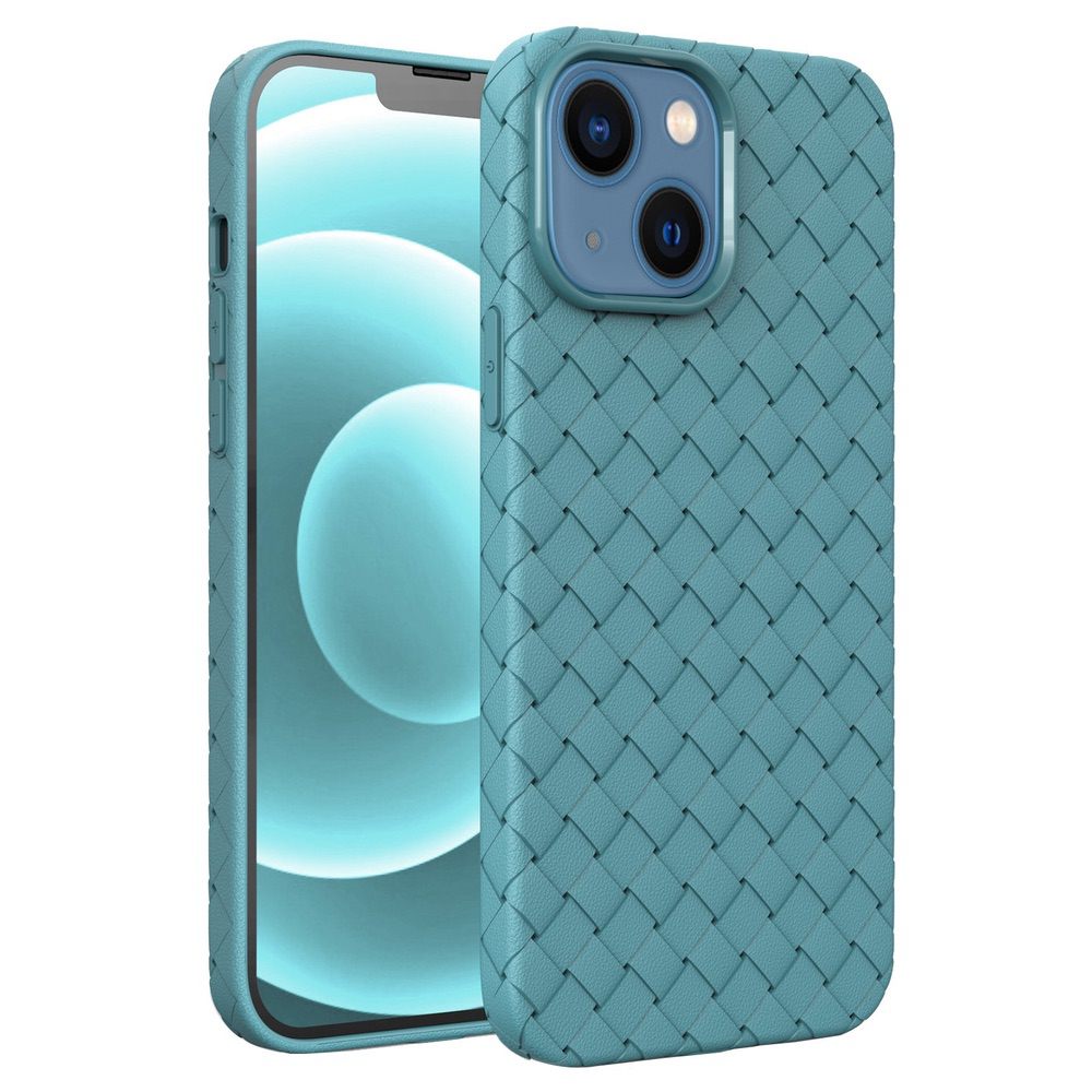 iPhone 14 Plus Case Woven Shockproof Protective - Light Blue