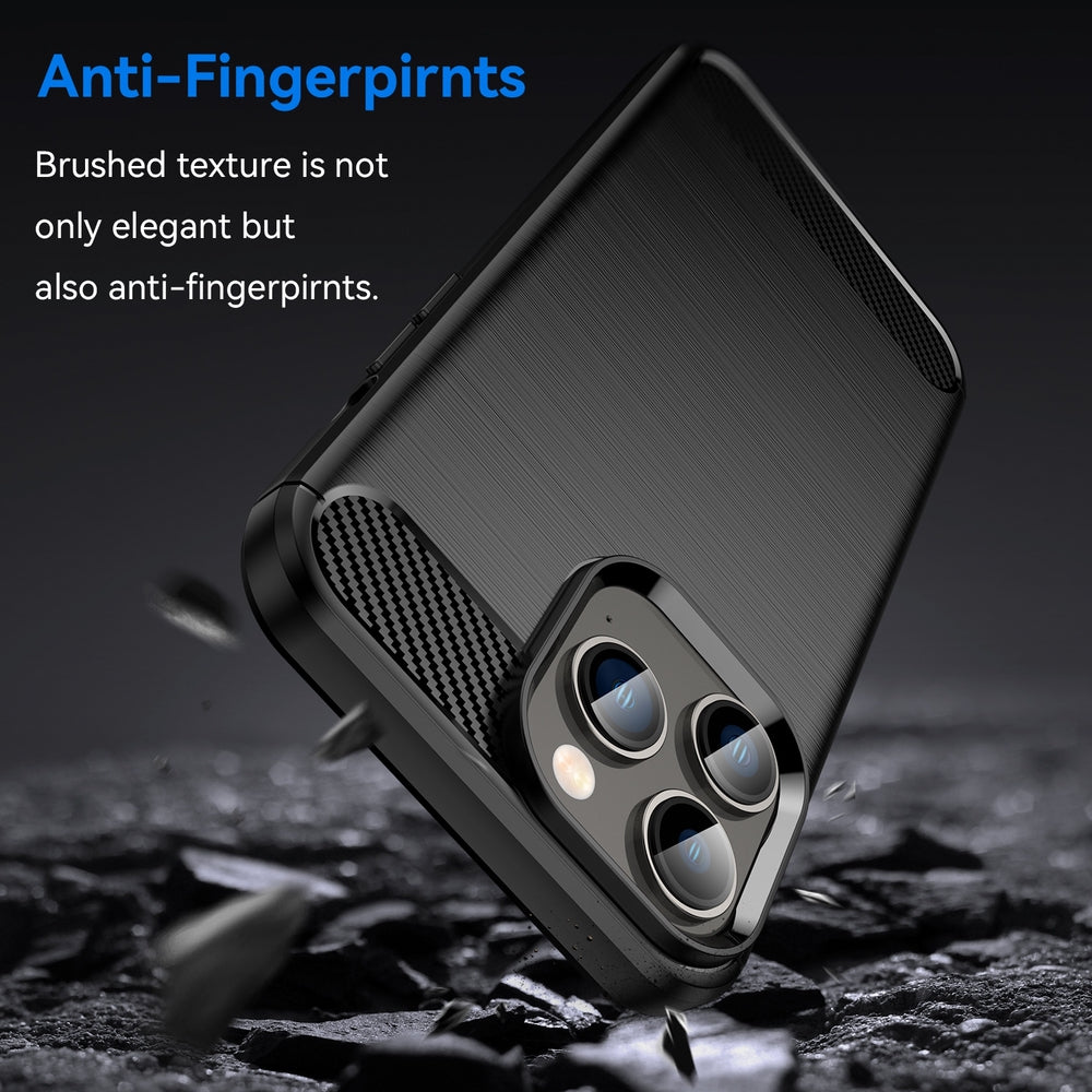 iPhone 14 Pro Case Brushed Texture Carbon Fiber TPU - Black