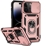 iPhone 14 Pro Case With Metal Ring Holder - Rose Gold