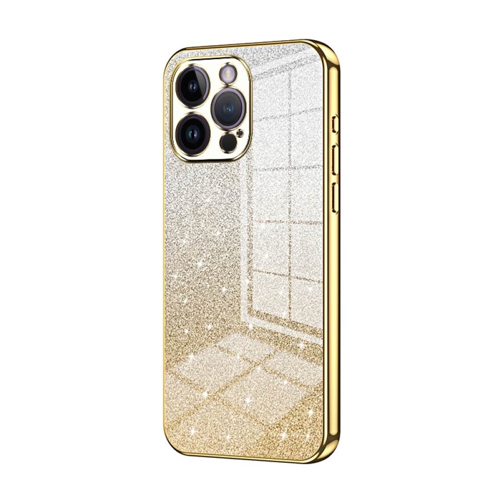 iPhone 14 Pro Max Case With Glitter Powder Shockproof - Gold