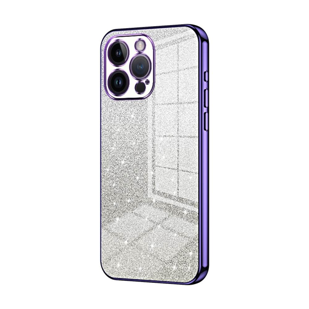 iPhone 14 Pro Max Case With Glitter Powder Shockproof - Purple