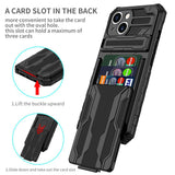 iPhone 15 Case Armor Card Wallet With Kickstand - Black