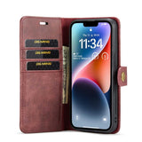 iPhone 15 Case DG.MING Magnetic Detachable Wallet Case - Red