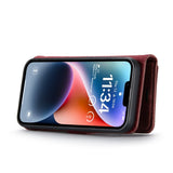 iPhone 15 Case DG.MING Magnetic Detachable Wallet Case - Red