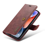 iPhone 15 Case DG.MING Magnetic Detachable Wallet Case - Red