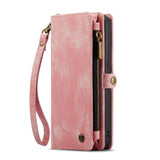 iPhone 15 Case Detachable Multi-slot and Zipper closure - Pink