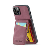 iPhone 15 Case Fierre Shann With Five card slots - Wine Red