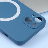 iPhone 15 Case MagSafe Magnetic Ring Made With Silicone - Blue