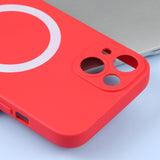 iPhone 15 Case MagSafe Magnetic Ring Made With Silicone - Red