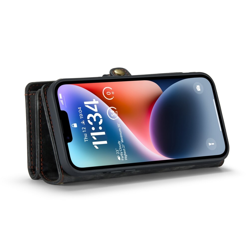 iPhone 15 Case Multi-slot Detachable Wallet Case - Black